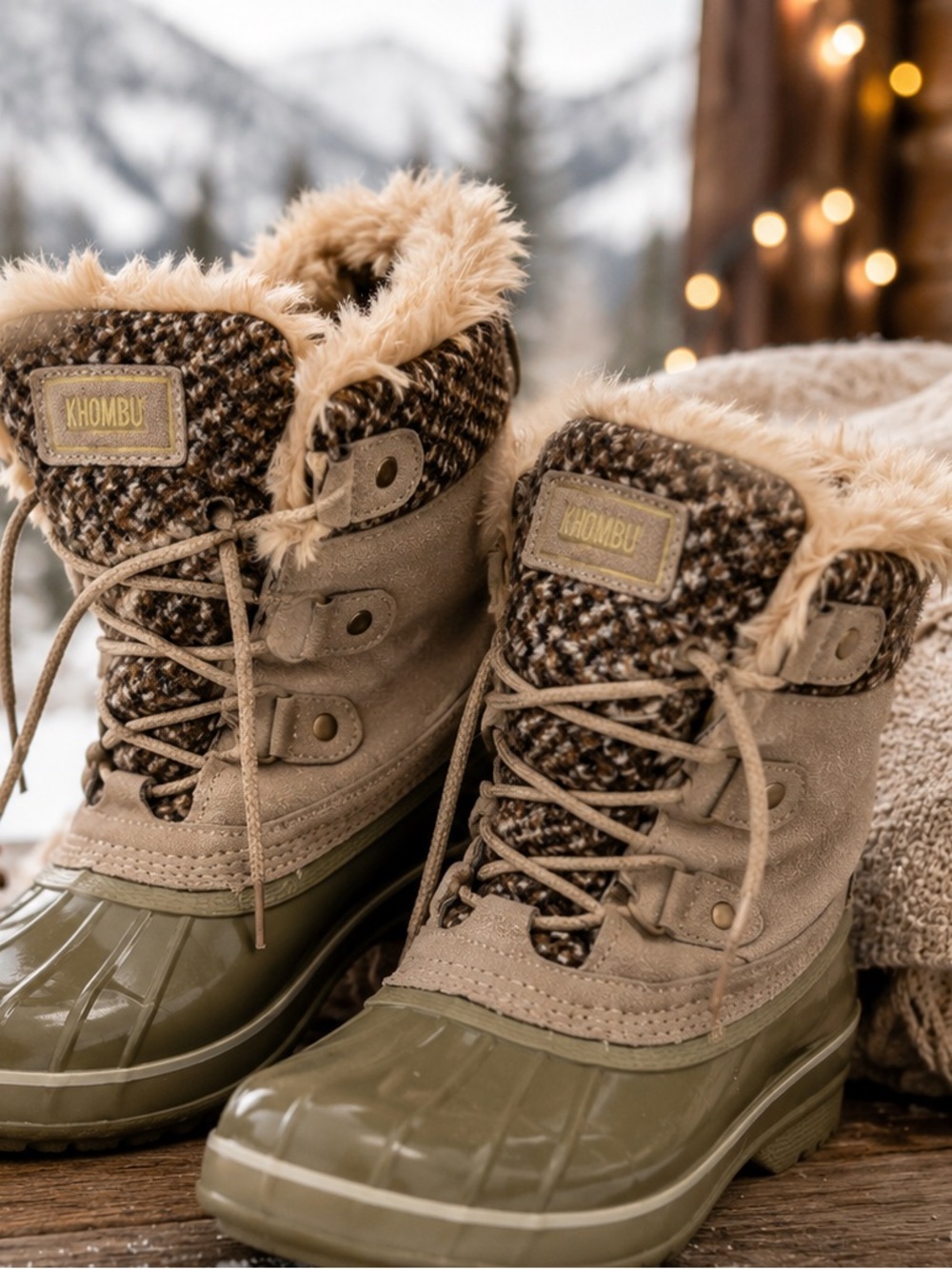 Khombu Keri Suede Leather Insulated Fur Duck Chic Boots Waterproof Winter Boot 9